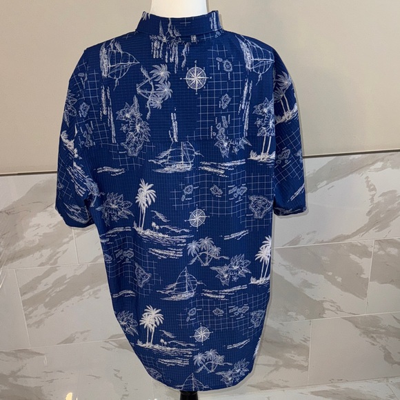 Tommy Bahama Navy and White Island Map Shirt - Picture 5 of 10